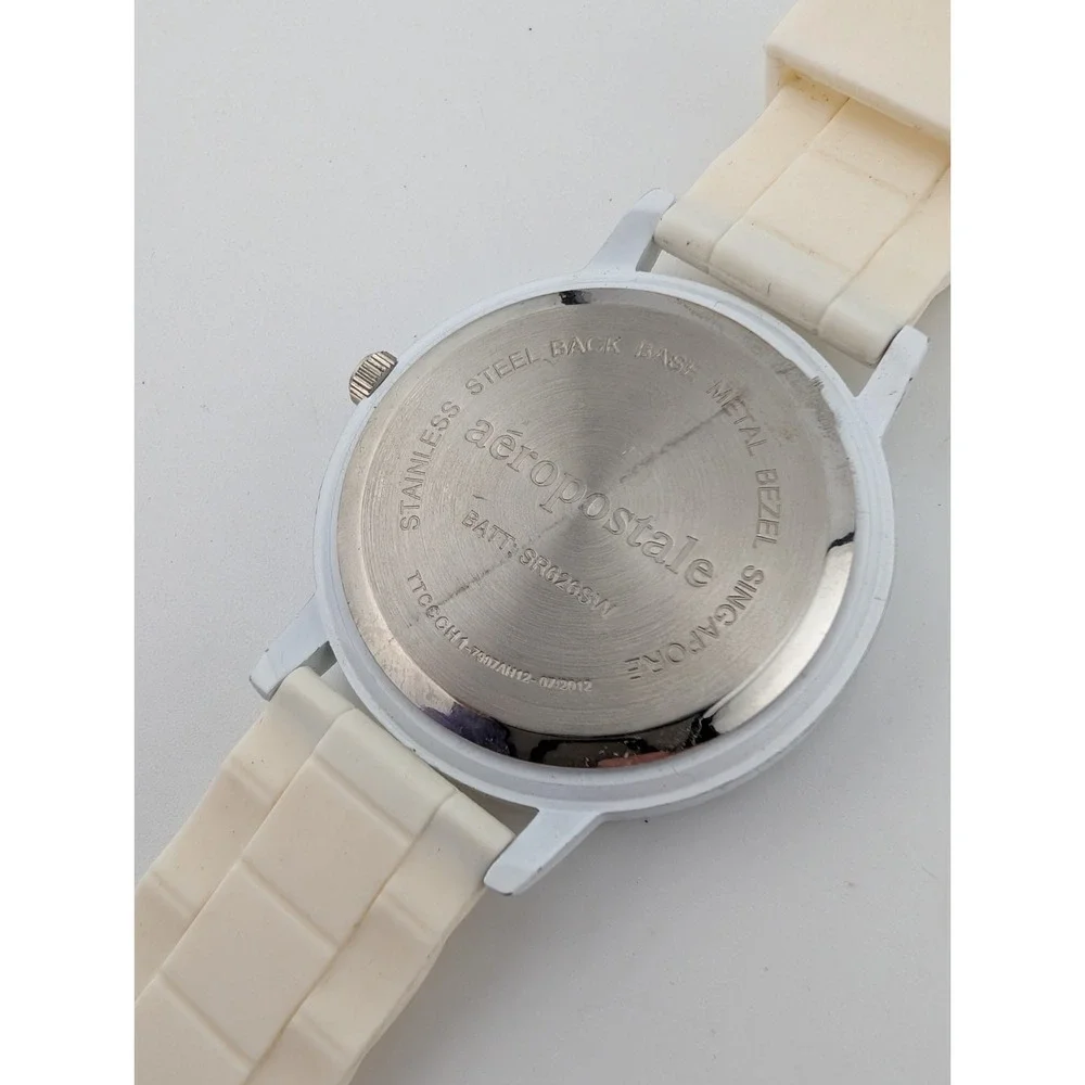 Aeropostale Watch Women 38mm Case White Silicone Band-‎ New Battery